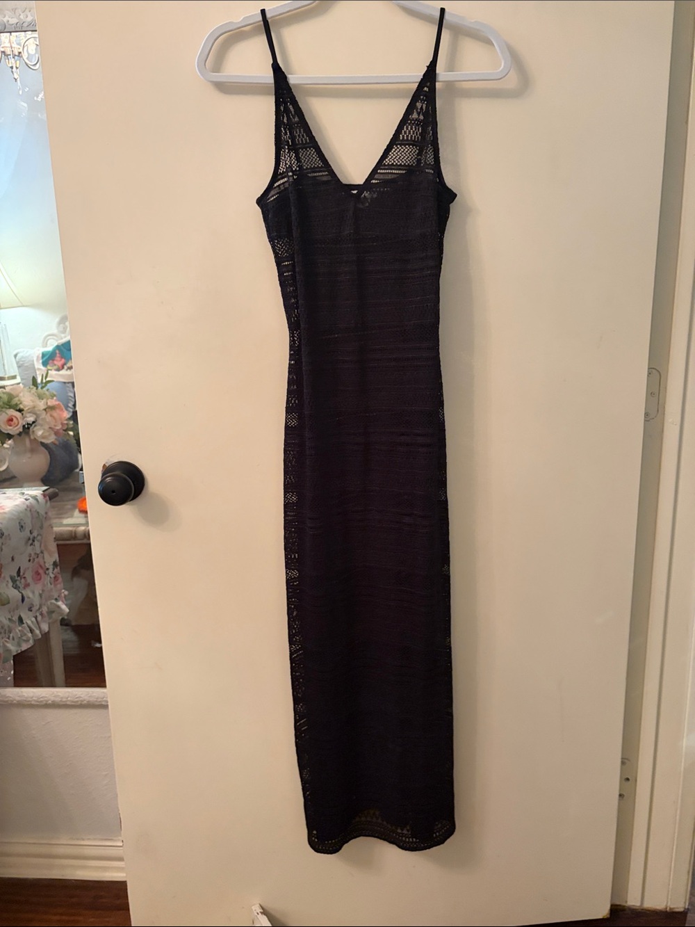 H&M Black Crochet lace Swim Coverup Maxi Slip